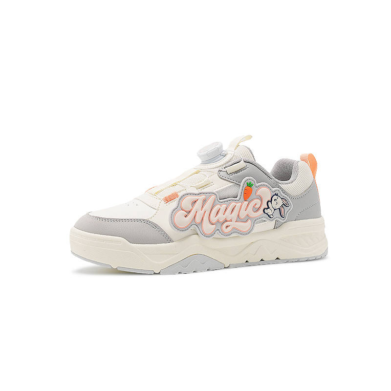 QIAODAN Synthetic Leather, Textile Low top Skateboard Shoes Ivory White/Mist Gray Teenagers