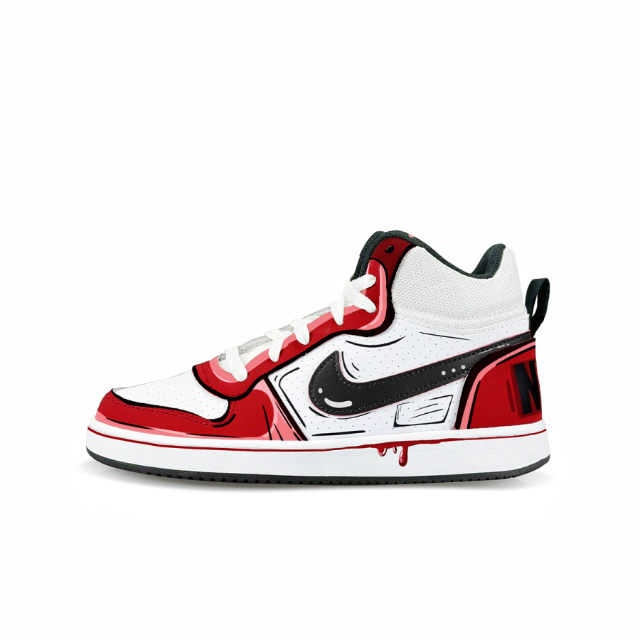 Nike Nike Court Borough Jelly Synthetic Leather Slip Resistant High top Skateboard Shoes Red Kids'