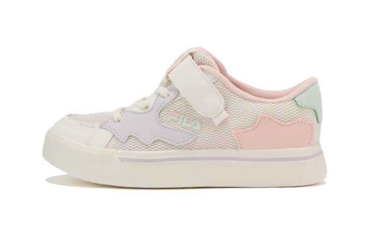 FILA KIDS Slip Resistant Low top Kids' Skateboarding Shoes Milk White Tin Salt Pink Children Aged 3 7 Years Old