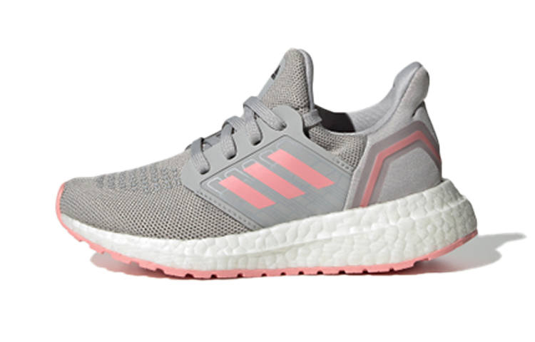 Adidas Adidas Ultraboost 20 Mesh Breathable Low top Kids' Running Shoes Gray Pink Children Aged 3 7 Years Old
