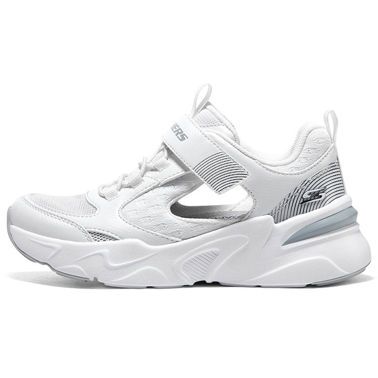 Skechers Bamina Anti Kick And Abrasion Resistant Low top Kids Lifestyle Shoes White Gray Teenagers
