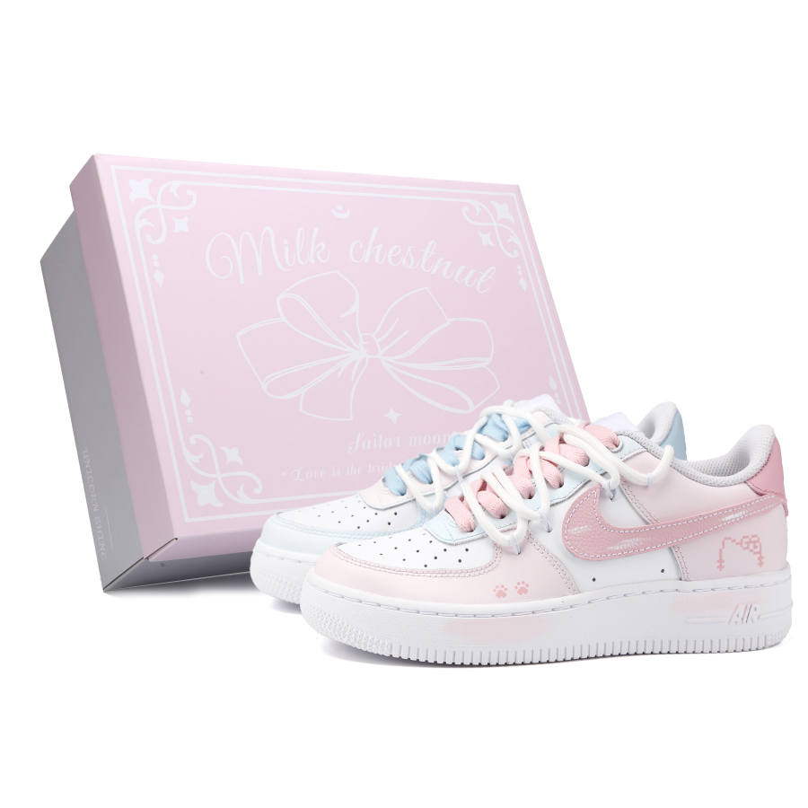 Nike Nike Meowth Mengmaro Leather Abrasion Resistant Abrasion Resistant Low top Kids' Skateboarding Shoes Pink Blue Kids'