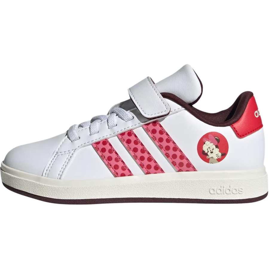 Adidas Disney x Adidas GRAND COURT 2.0 Abrasion Resistant Low top Kids' Skateboarding Shoes White/Pink Kids'