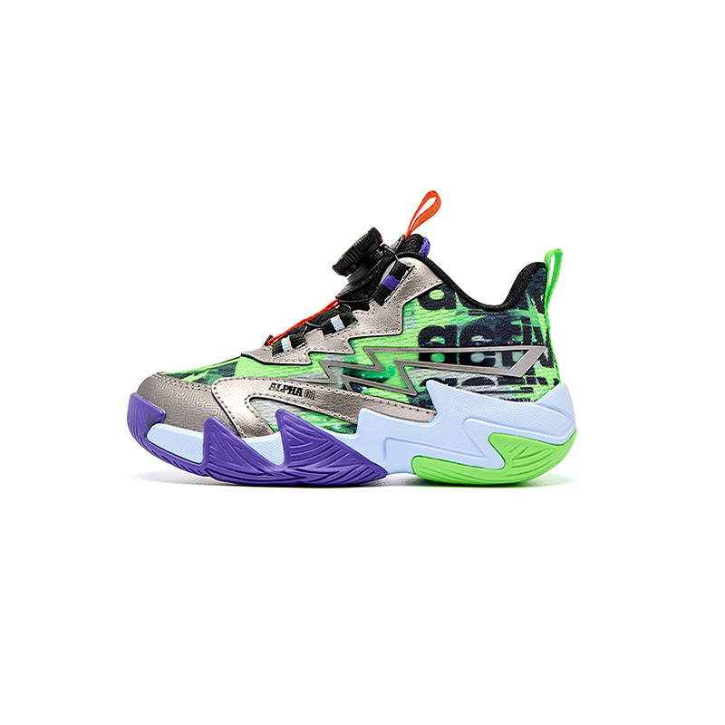 QIAODAN Slip Resistant And Breathable Low top Children's Basketball Shoes Green Kids'