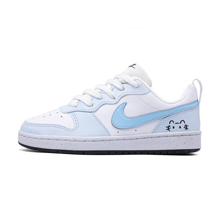 Nike Nike Court Borough Meowth Fun Synthetic Leather Cushioning Low top Kids' Skateboarding Shoes Blue Unisex