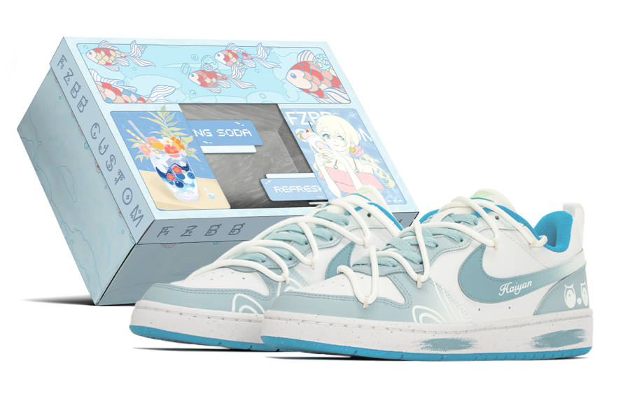 Nike Nike Court Borough Slip Resistant Abrasion Resistant Low top Kids' Skateboarding Shoes Blue White Teenagers