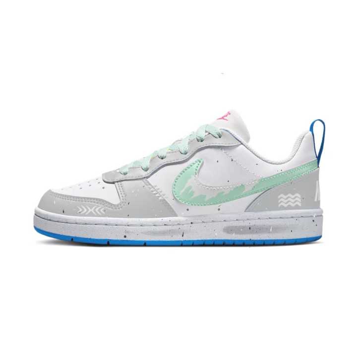 Nike Nike Court Borough Synthetic Leather Slip Resistant Abrasion Resistant Low top Kids' Skateboarding Shoes Light Gray