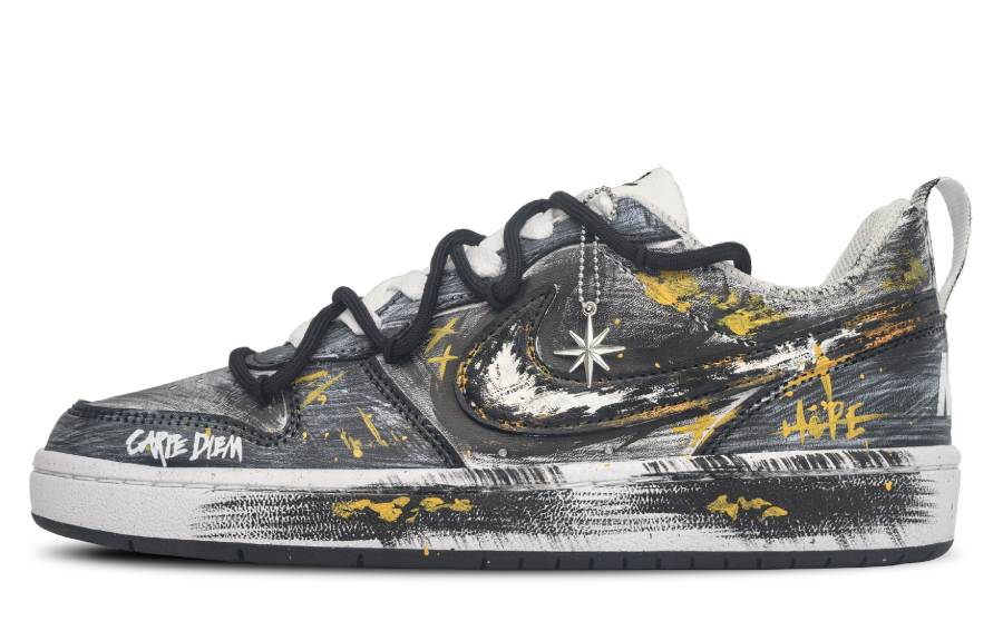 Nike Nike Court Borough Starlight Sparkle Slip Resistant Abrasion Resistant Low top Kids' Skateboarding Shoes Black Unisex