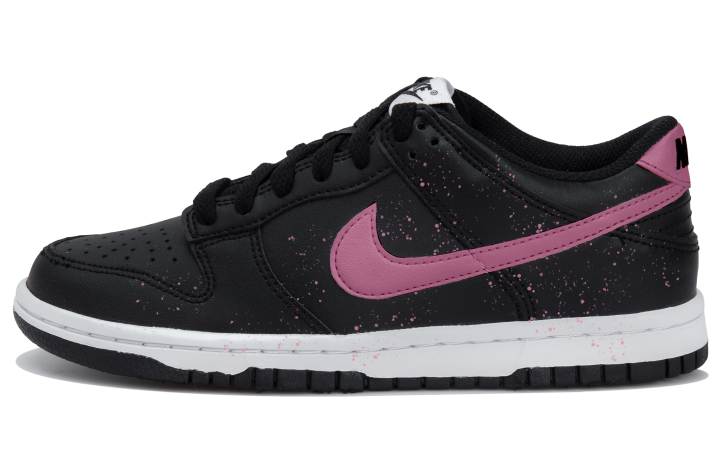 Nike Nike Dunk Leather Low top Kids' Skateboarding Shoes Black Red Teenagers