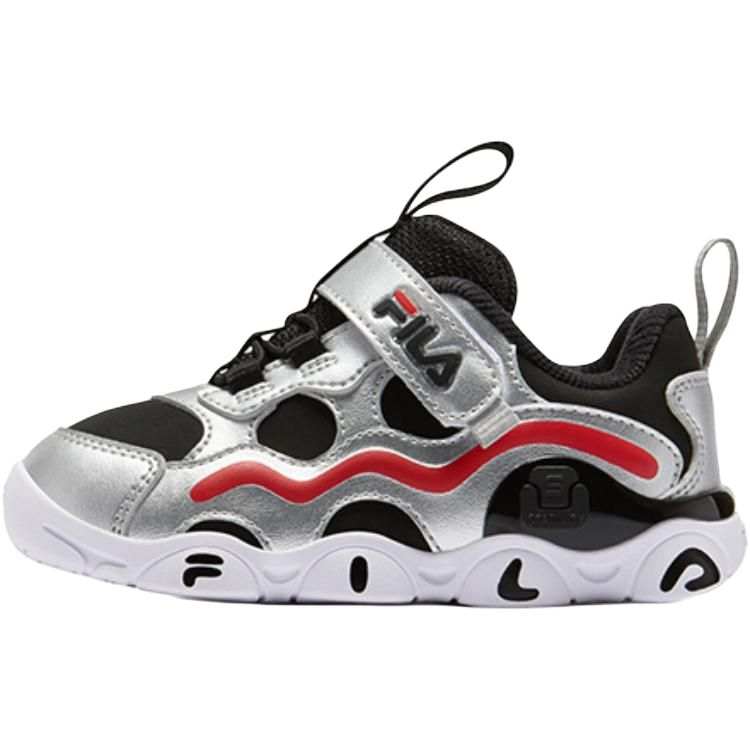 FILA KIDS JAGGER 2 Slip Resistant Support Low top Toddler Shoes Silver/Black/Red Infant And Toddler