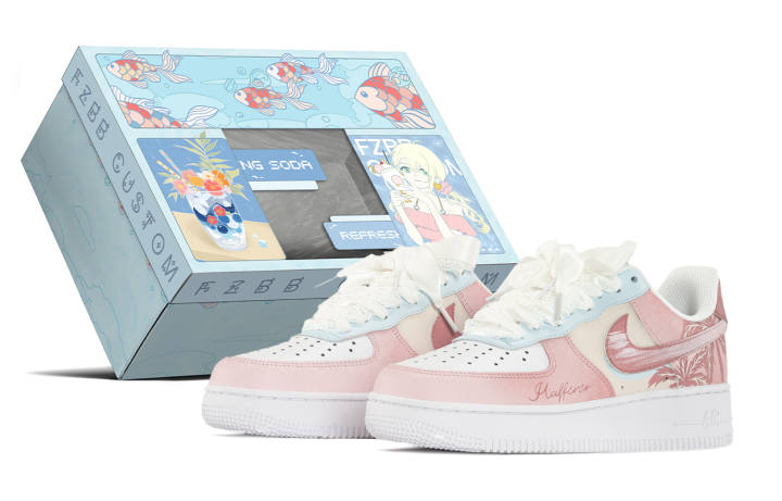 Nike Nike Air Force 1 Leather Slip Resistant Cushioning Height Increasing Low top Kids' Skateboarding Shoes Pink White
