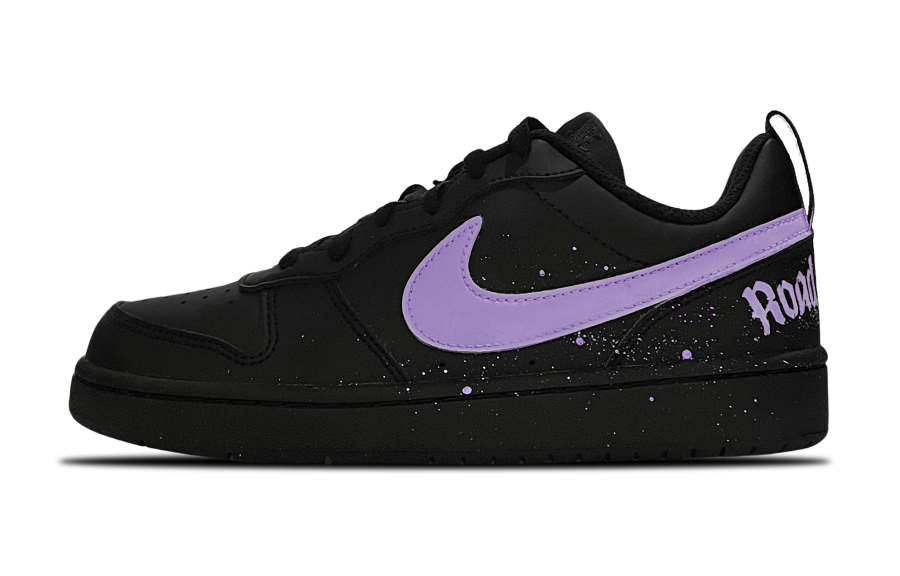 Nike Nike Court Borough Leather Low top Kids' Skateboarding Shoes Black Purple Teenagers