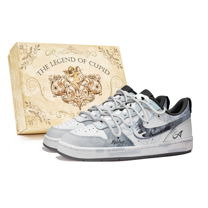 Nike Nike Court Borough P.M.S Box, Sea Slip Resistant Abrasion Resistant Low top Kids' Skateboarding Shoes Blue White