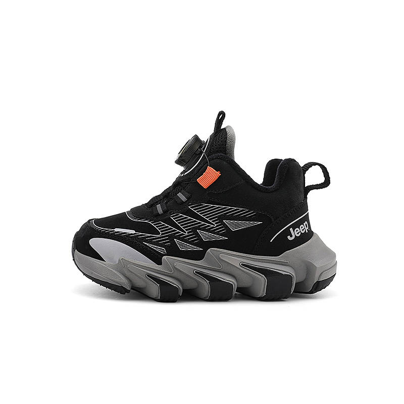 Jeep Synthetic Leather Kids Lifestyle Shoes Obsidian Black And Mystic Cloud Gray Kids'