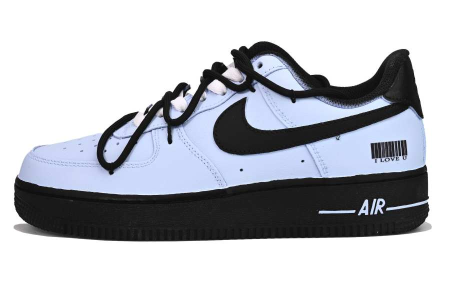Nike Nike Air Force 1 Low Synthetic Leather, Leather Low top Kids' Skateboarding Shoes Blue Black Teenagers