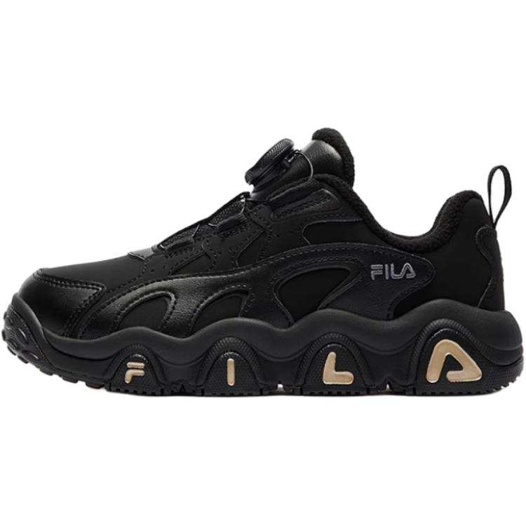 FILA KIDS BOA Comfortable Slip Resistant Abrasion Resistant Low top Children's Basketball Shoes Black Kids'