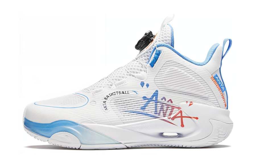 Antakids Wind Tunnel 2.0 Comfortable Mid top Basketball Shoes White Blue Teenagers