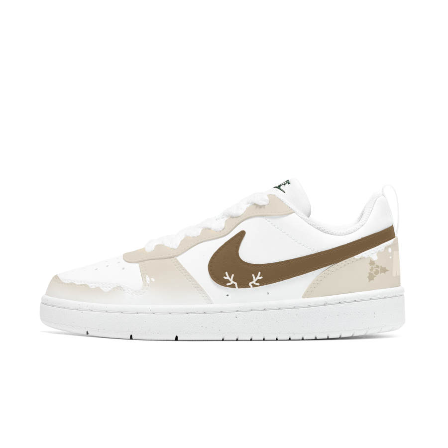 Nike Nike Court Borough Abrasion Resistant Cushioning Breathable Low top Skateboard Shoes Brown White Kids'