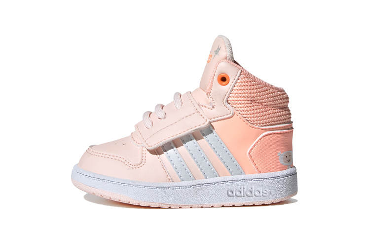 Adidas Neo Hoops 2.0 Mid I Slip Resistant Slip Resistant Mid top Toddler Shoes Pink White Infant And Toddler