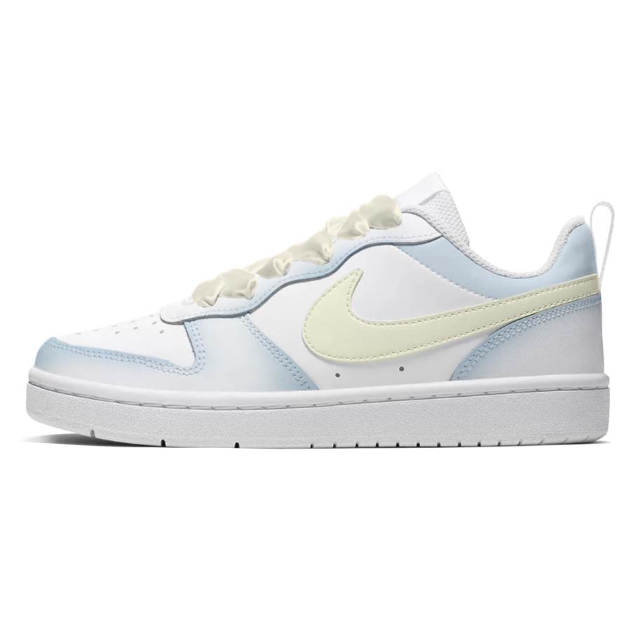 Nike Nike Court Borough Low 2 Leather Slip Resistant Cushioning Low top Kids' Skateboarding Shoes Light Blue Teenagers