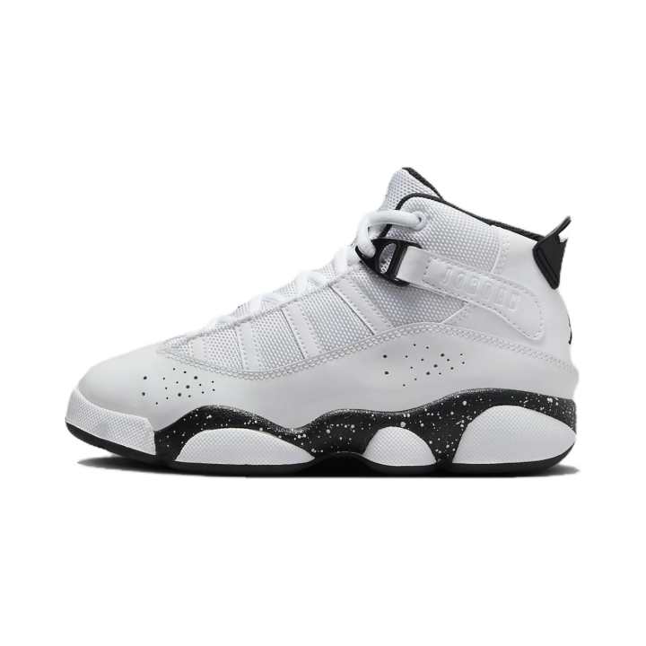 Jordan Jordan Air Jordan 6 Rings Slip Resistant Support Mid top Children's Basketball Shoes White Children Aged 3 7 Years Old