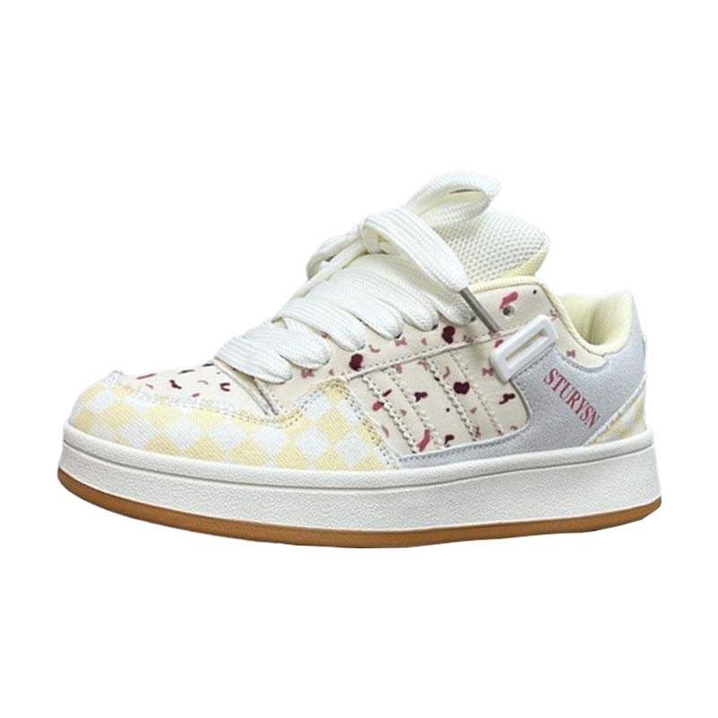 BINGO DUCK Abrasion Resistant Abrasion Resistant Low top Skateboard Shoes Women's Beige