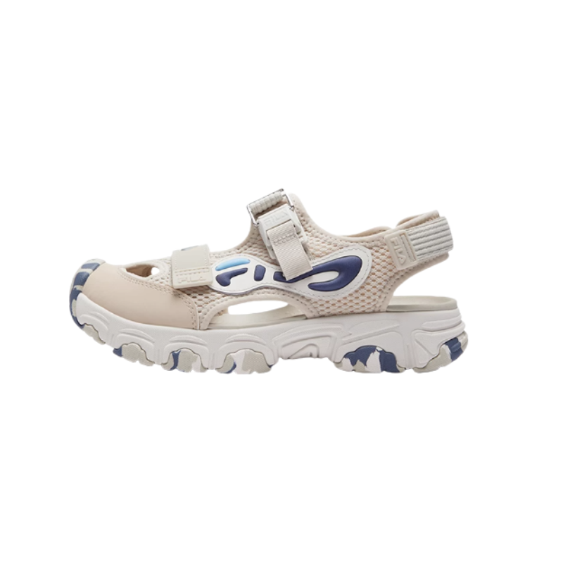 FILA KIDS Slip Resistant Abrasion Resistant Low top Children's Sandals Beige Blue Teenagers