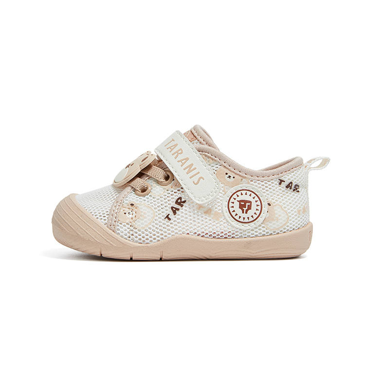 TARANIS Comfortable Low top Pre Walking Shoes & Sock Shoes White/Apricot Infant And Toddler