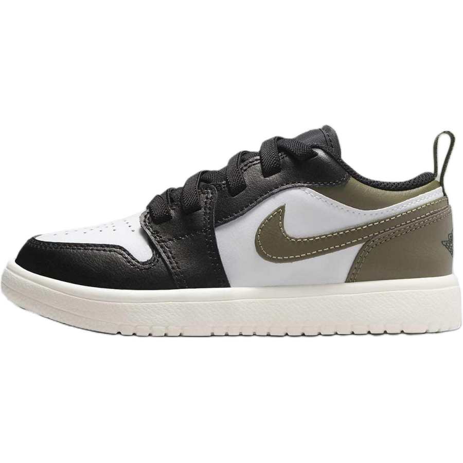 Jordan Jordan Air Jordan 1 Slip Resistant Abrasion Resistant Low top Children's Basketball Shoes White Black Green
