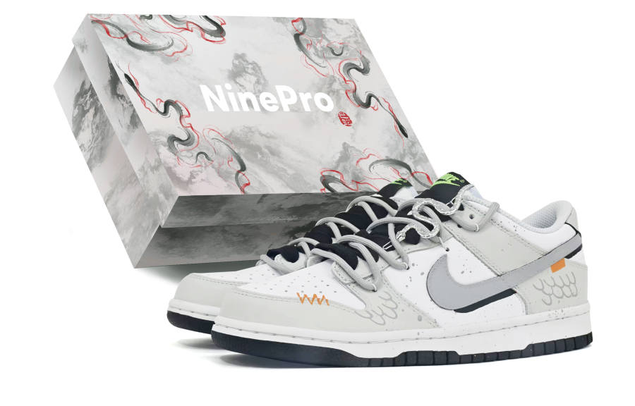 Nike Nike Dunk NinePro Leather Slip Resistant Abrasion Resistant Low top Kids' Skateboarding Shoes Gray Teenagers
