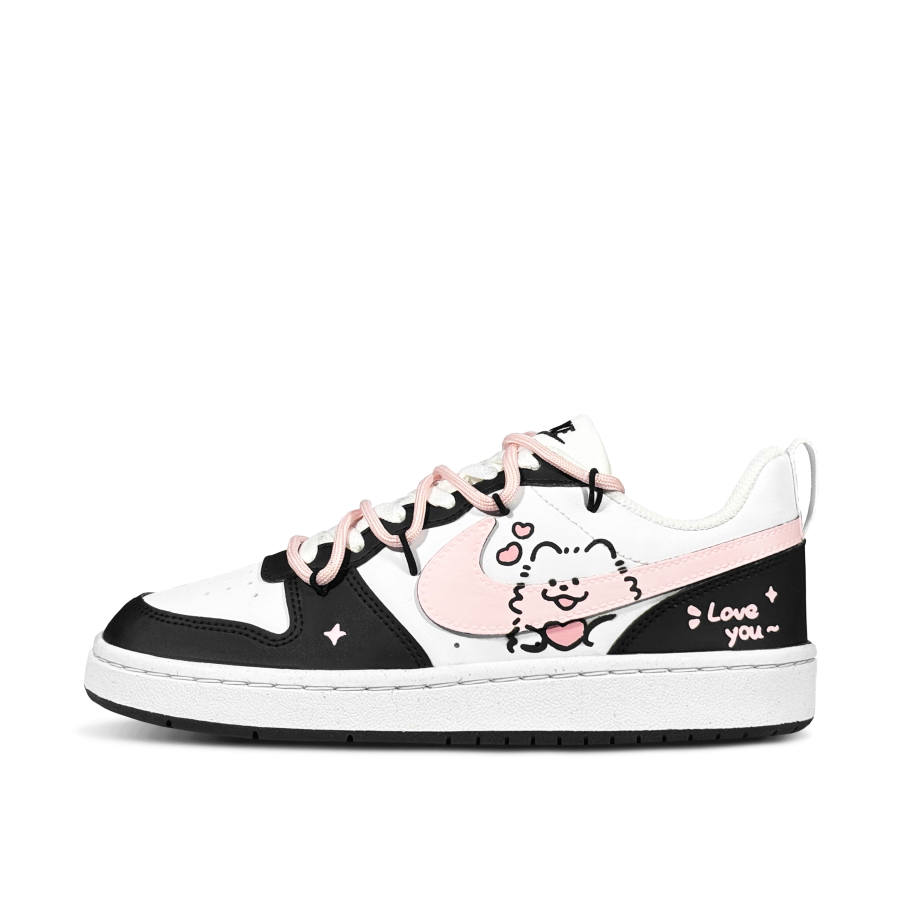 Nike Nike Court Borough Heart in Hand Dog Slip Resistant Abrasion Resistant Low top Kids' Skateboarding Shoes Black Pink