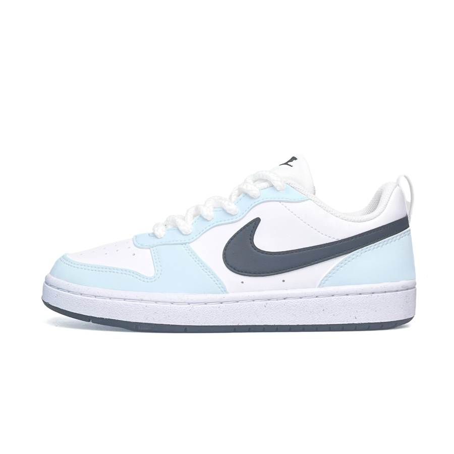 Nike Nike Court Borough Leather Slip Resistant Abrasion Resistant Balance Low top Kids' Skateboarding Shoes White Blue Black