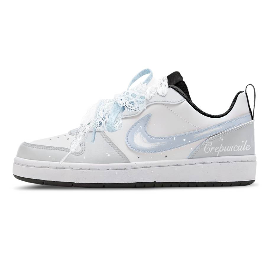 Nike Nike Court Borough Leather Cushioning Low top Kids' Skateboarding Shoes Sky Blue Teenagers