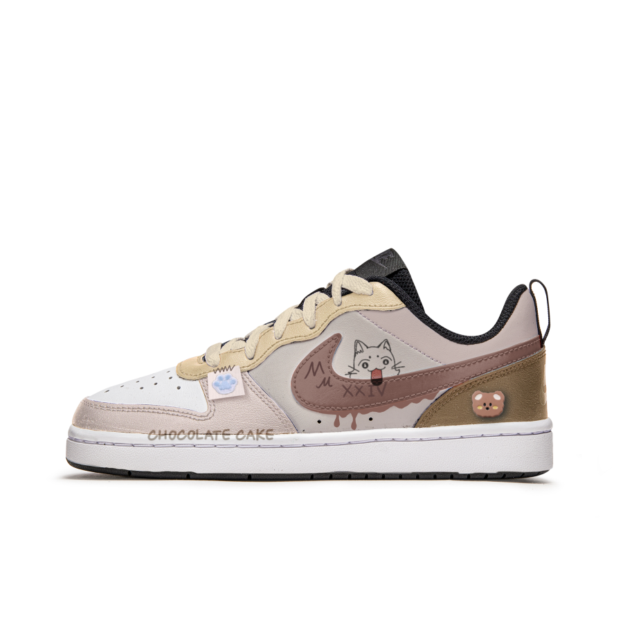 Nike Nike Court Borough Slip Resistant Abrasion Resistant Low top Kids' Skateboarding Shoes Brown Yellow Teenagers
