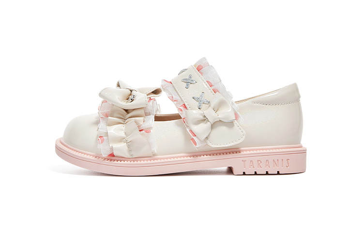 TARANISMETA Preschool Princess Shoe Collection Kids' Leather Shoes White Pink Teenagers