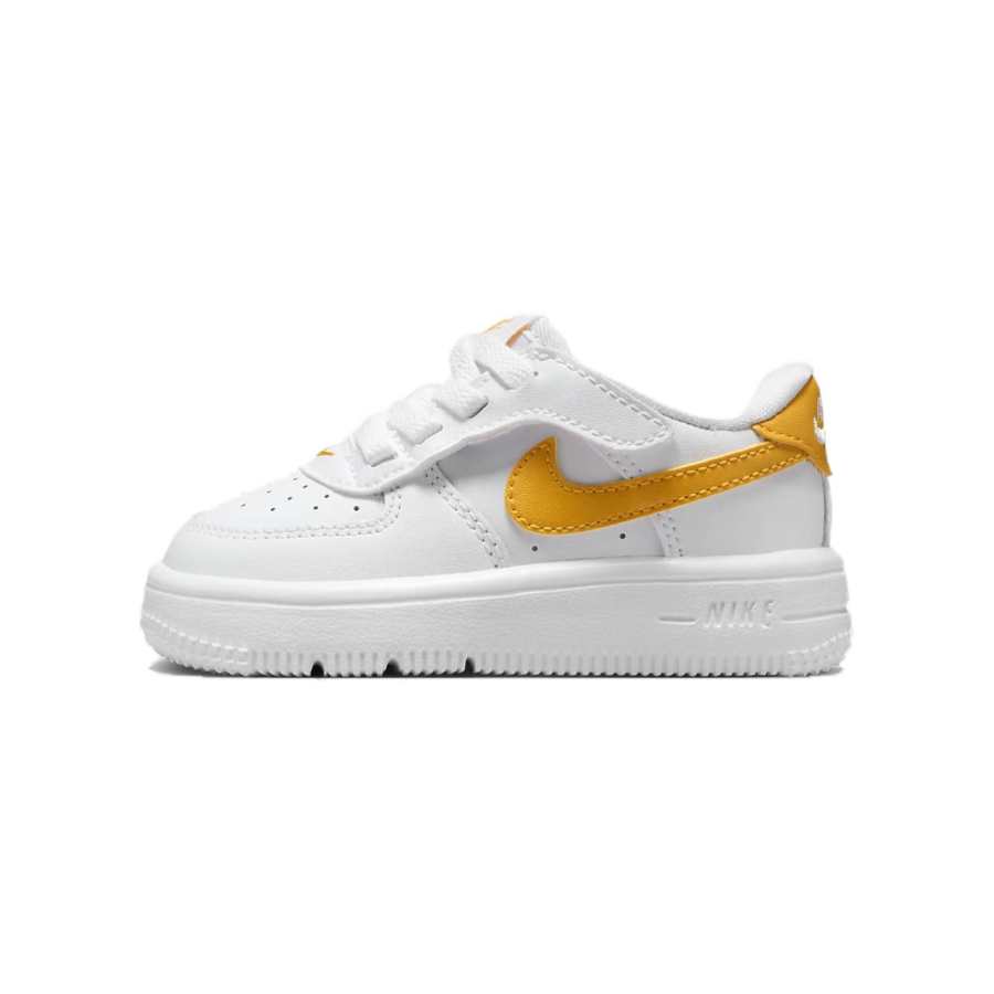 Nike Nike Air Force 1 Slip Resistant, Abrasion Resistant, Lightweight Low top Toddler Shoes White Yellow Infant And Toddler