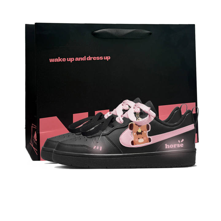Nike Nike Court Borough Happiness Pony Leather Slip Resistant, Abrasion Resistant, Lightweight Cushioning