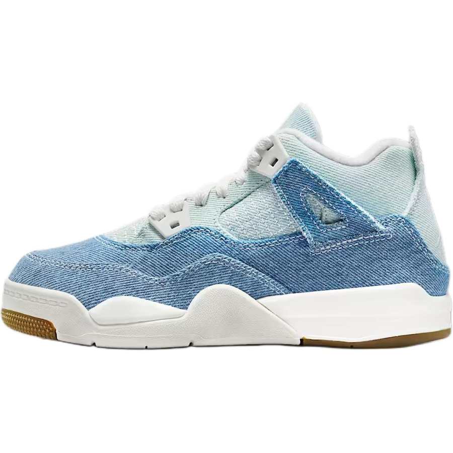 Jordan Jordan Air Jordan 4 Mid top Children's Basketball Shoes Blue White Children Aged 3 7 Years Old