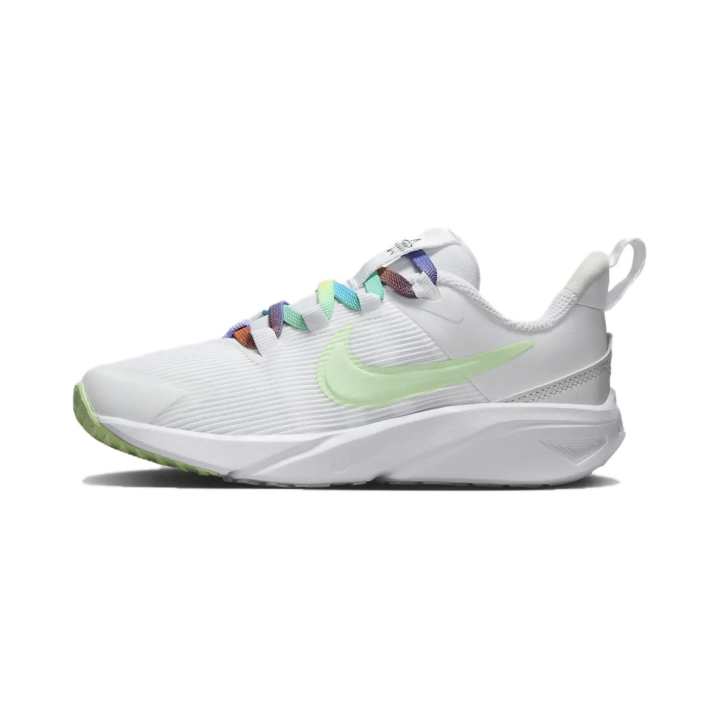 Nike Nike Star Runner 4 Slip Resistant Cushioning Breathable Support Low top Kids' Running Shoes White Green Kids'