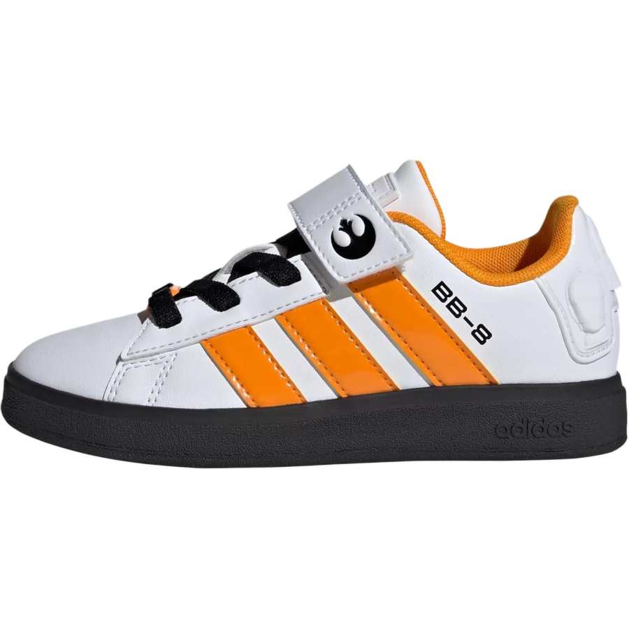 Adidas Star Wars x Adidas GRAND COURT 2.0 Synthetic Leather Comfortable Low top Kids' Skateboarding Shoes White Orange Black