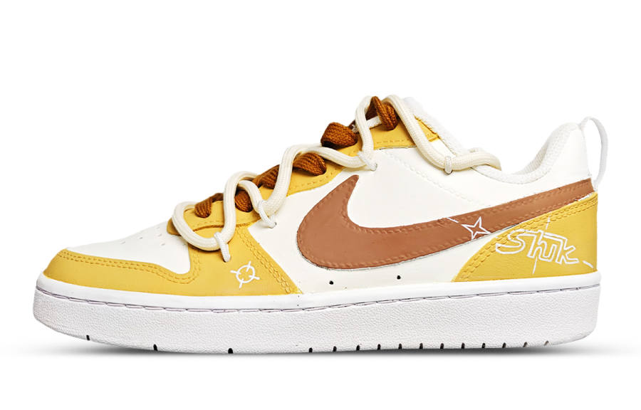 Nike Nike Court Borough Low 2 Synthetic Leather Low top Kids' Skateboarding Shoes Yellow Unisex