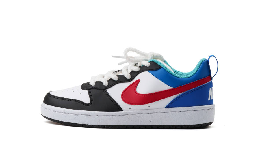 Nike Nike Court Borough Synthetic Leather Cushioning Abrasion Resistant Low top Kids' Skateboarding Shoes Black Red Blue