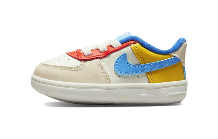 Nike Nike Force 1 Slip Resistant, Abrasion Resistant, Lightweight Low top Toddler Shoes White Blue Infant And Toddler