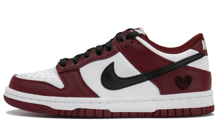 Nike Nike Dunk Leather Low top Kids' Skateboarding Shoes Burgundy Teenagers