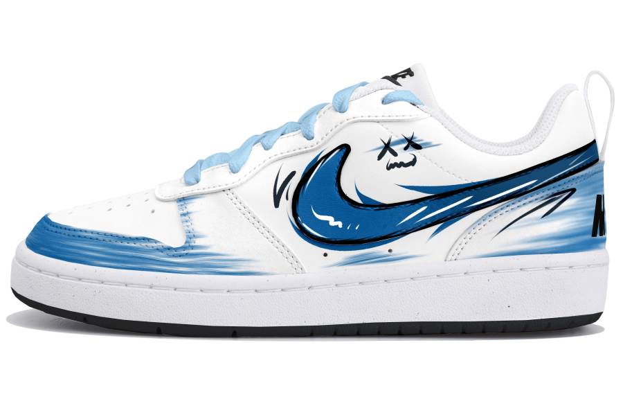 Nike Nike Court Borough Low top Kids' Skateboarding Shoes White Blue Teenagers