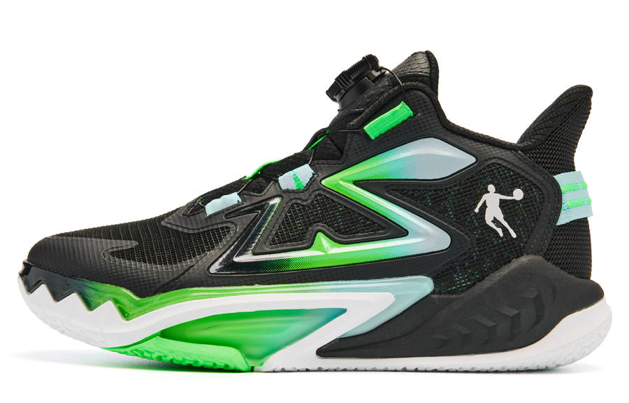 QIAODAN Low top Basketball Shoes Black Green Teenagers