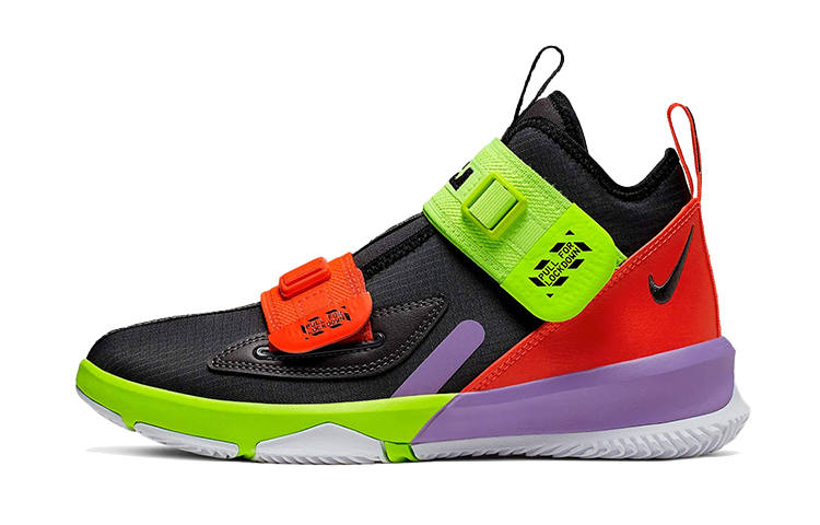 Nike Nike Zoom Soldier 13 Fabric Slip Resistant Cushioning Abrasion Resistant Mid top Basketball Shoes Black Green Unisex