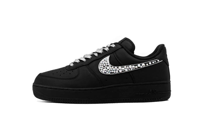 Nike Nike Air Force 1 Sparkling Starlight Slip Resistant Cushioning Low top Kids' Skateboarding Shoes Black Unisex