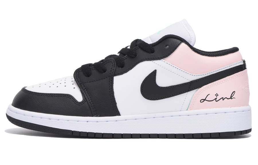 Jordan Jordan Air Jordan 1 Slip Resistant Abrasion Resistant Low top Children's Basketball Shoes Black Pink Teenagers