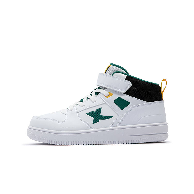 XTEP Slip Resistant Abrasion Resistant High top Kids' Skateboarding Shoes White Green Kids'